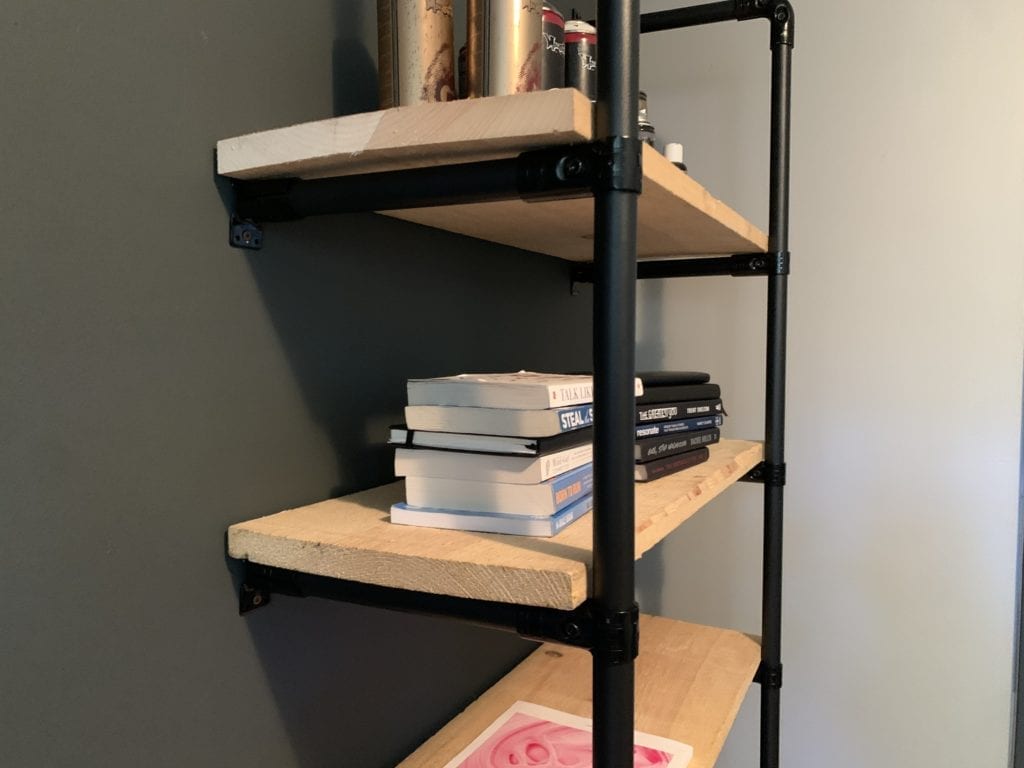 DIY pipe shelves industrial style