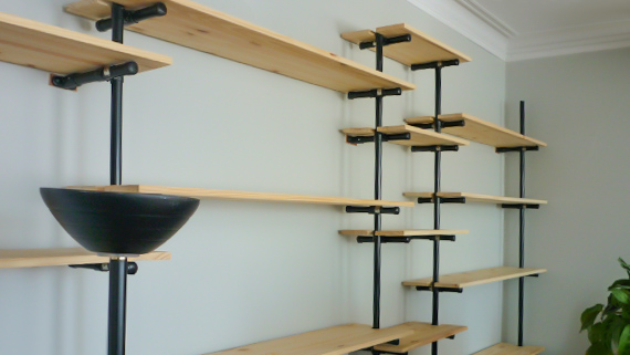 Industrial style DIY wood shelves