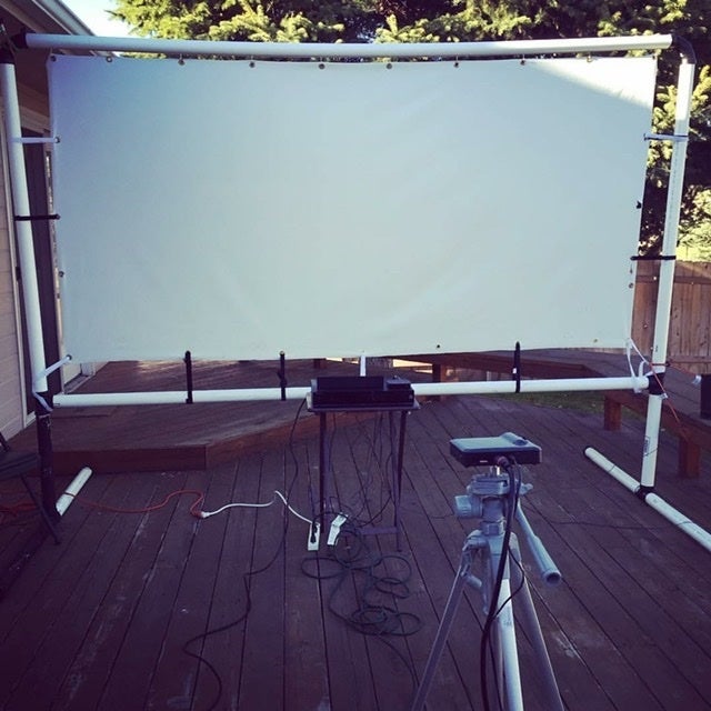This image shows an outdoor projector screen.