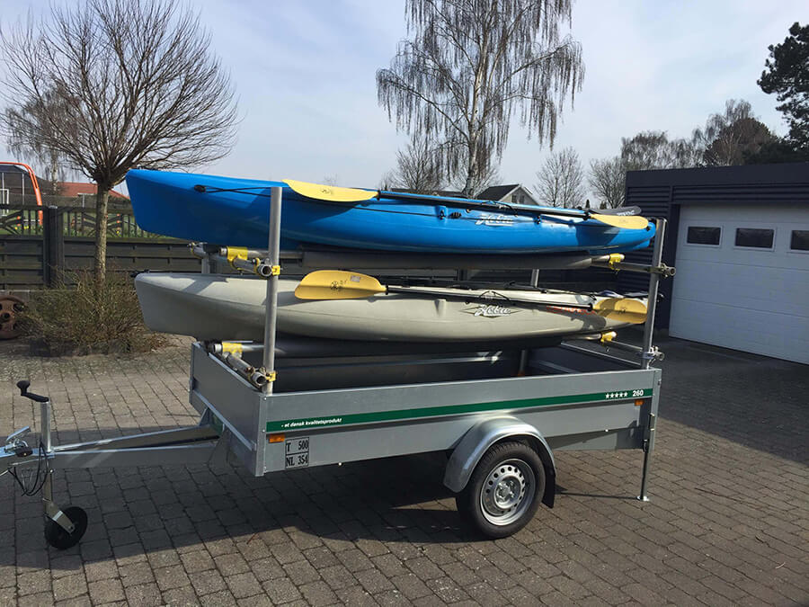 DIY trailer rack for two kayaks