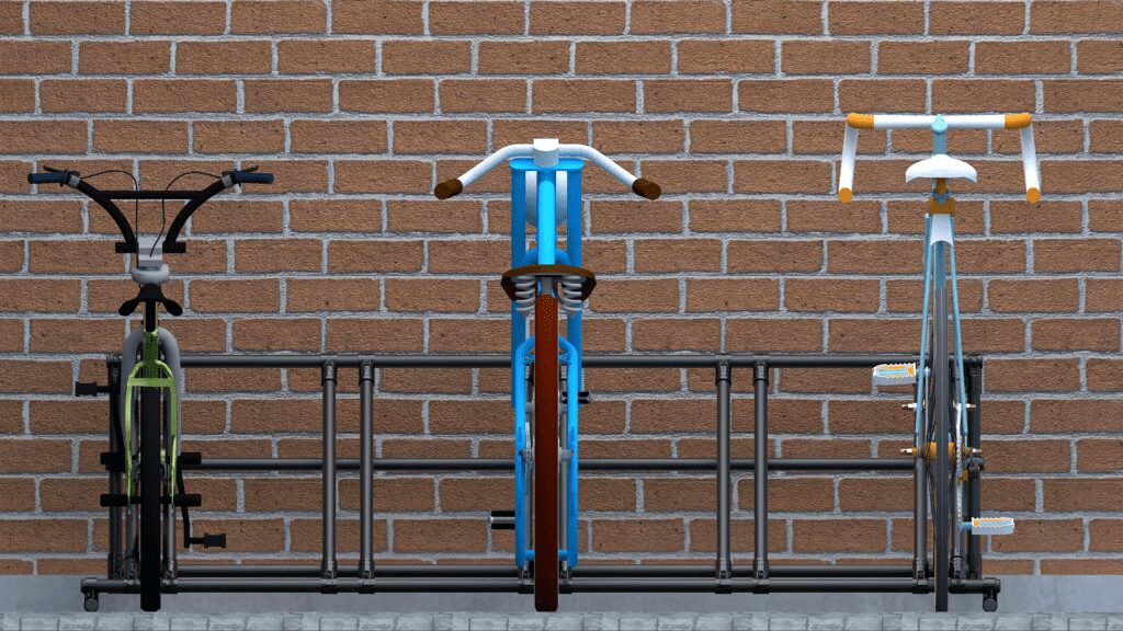 This image shows a custom bike rack.