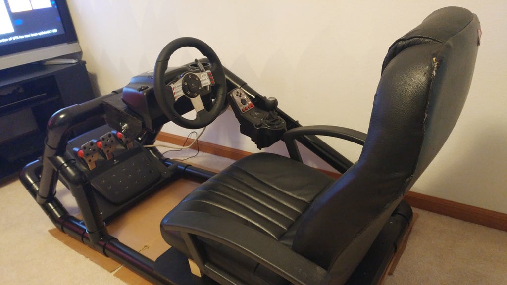 This image shows a DIY racing simulator.
