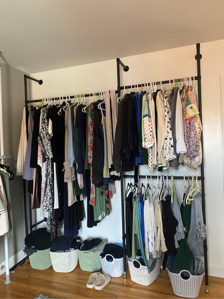 Wall-mounted clothing storage system